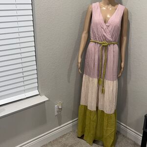 Nwt Flying Tomato multicolored tiered maxi dress